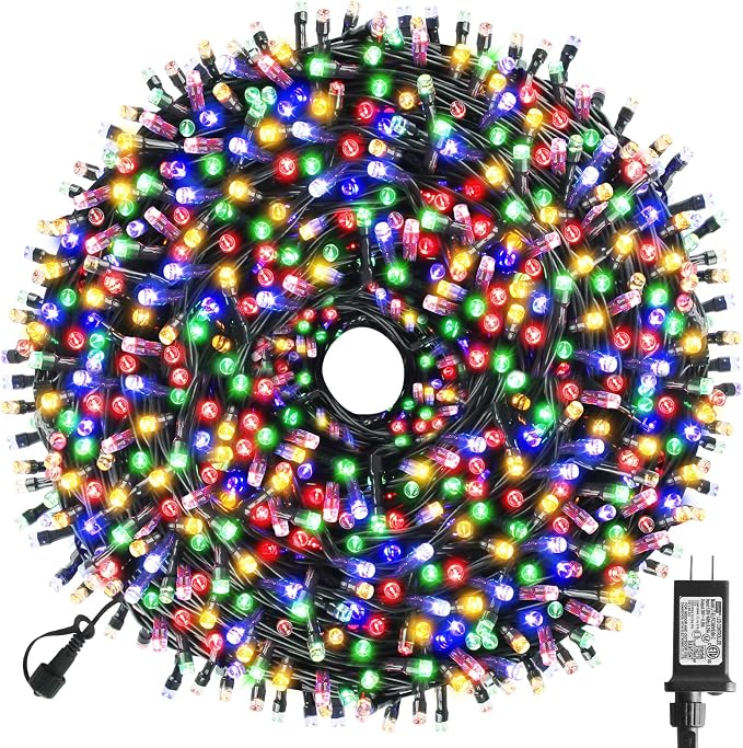Christmas String Lights 170FT 500 LED, End-to-End Plug 8 Modes | Memory Function with Timer - UL Certified - Outdoor Indoor Fairy Christmas Lights for Tree, Garden, Holiday (Multicolor)