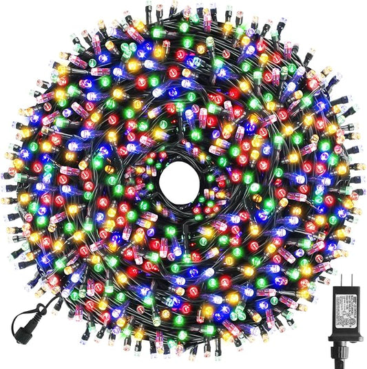 Christmas String Lights 170FT 500 LED, End-to-End Plug 8 Modes | Memory Function with Timer - UL Certified - Outdoor Indoor Fairy Christmas Lights for Tree, Garden, Holiday (Multicolor)