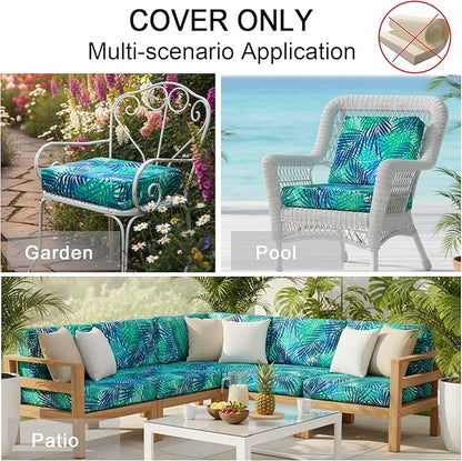 NettyPro Outdoor Cushion Slipcovers Waterproof 4 Pack Patio Chair Seat Cushion Covers with Zipper and Tie, 18 x 18 x 2 Inch, Replacement Cover Only
