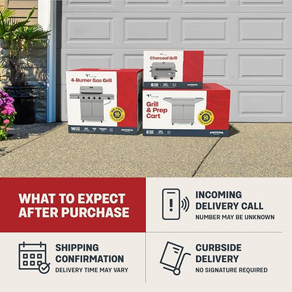 Tytus Anaheim 4-Burner Gas Grill with Prep Cart and Charcoal Grill + Cover - Modular Outdoor Kitchen, Quick Assembly, Outdoor Cooking, Kitchen Island for BBQ
