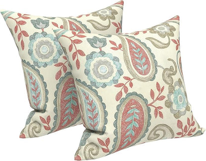 LVTXIII Outdoor Pillow Covers 20x20 Inch, 2 Pack Large Square Throw Pillow Cases, Fade-Resistant Cushion Covers for Patio Furniture Sofa, Garden Porch, Paisley Vintage