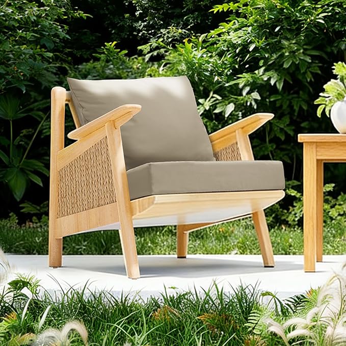 Bcareself Outdoor Deep Seat Cushion Set Waterproof & Fade Resistant Patio Furniture Cushions with Removable Cover Adjustable Straps Rain-Proof Seat Pad Back Cushion for Chair Sofa Porch 19 x 19 Beige