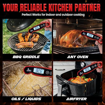 Digital Meat Thermometer with Backlight for Cooking | Instant Read, Waterproof Meat Thermometer | Grilling, BBQ, Smoker, Oven, Turkey and Kitchen