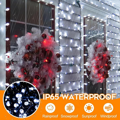 Extra Long 132FT Christmas Decorative Mini Lights, 400 LED Green Wire Fairy Starry String Lights Plug in, Timer & Memory & 8 Modes, for Indoor Outdoor Xmas Tree Wedding Party Decoration,Cool White