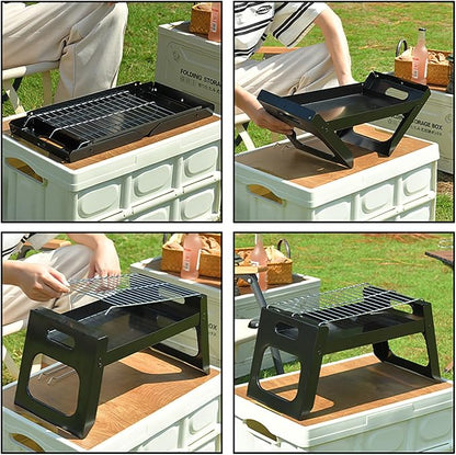 Portable Charcoal Grills Folding Barbecue Grill Lightweight Mini BBQ Grill for Outdoor Camping Barbecues Grilling Cooking Camping Hiking Picnics Travel Garden Beach Party