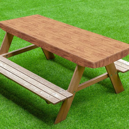 UMINEUX Fitted Rectangle Tablecloth, 30x72 Inch, 1-Pieces, Wood | Fitted for 6 ft Rectangle Tables, Plastic Vinyl Flannel Backed, Elastic Edged, Waterproof & Wipeable, Indoor Patio Use