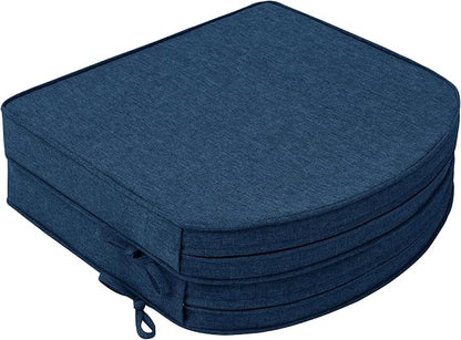 Outdoor Chair Cushions, D Shaped, Set of 2, 18.5 x 16, Navy Blue | Fade-Resistant, Water-Resistant, Patio Furniture Seat Chair Pads Replacement, Non-Slip Bottom with Ties, Removable Cover