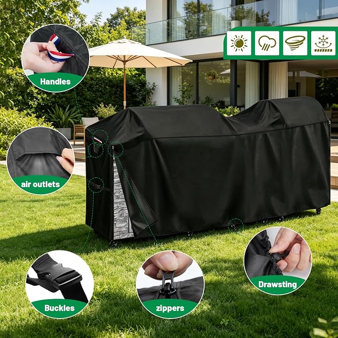 100 Inch Island Grill Cover, Outdoor BBQ Island Waterproof Cover | Heavy Duty Outdoor Large Kitchen Covers for Patio BBQ, 100"L x 35"W x 52"H