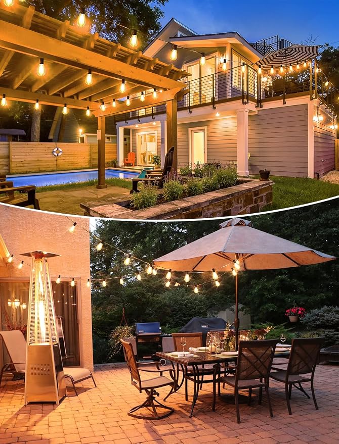 Larkvue 25FT LED Outdoor String Lights, 10+1 Edison S11 Dimmable Bulb Waterproof Patio Lights, Connectable Outside Hanging Strand for Backyard Garden