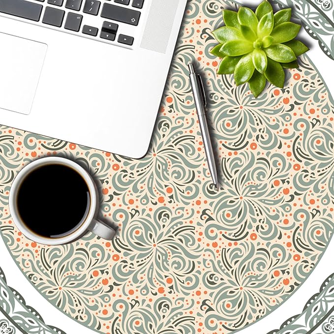 Elegant Flower Round Table Cloth Perfect for Spring Home Decor Orange Green Paisley Boho Circle Table Cover for Farmhouse Decors Seasonal Tablecloths for Party Picnic Dinner Decor 70x70 Inch