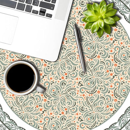 Elegant Flower Round Table Cloth Perfect for Spring Home Decor Orange Green Paisley Boho Circle Table Cover for Farmhouse Decors Seasonal Tablecloths for Party Picnic Dinner Decor 70x70 Inch