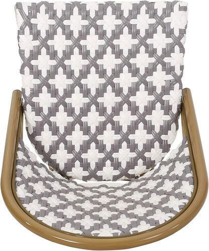 Christopher Knight Home Anastasia Outdoor French Bistro Chair (Set of 2), Gray + White + Bamboo Print Finish