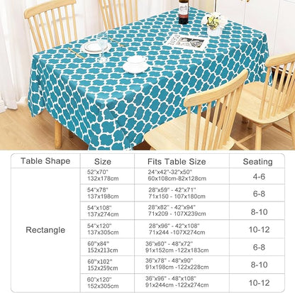 Smiry Oval Table Cloth, Waterproof Vinyl Tablecloths with Flannel Backing for Oval Tables, Wipeable Spillproof Plastic Tablecloth for Dining, Camping, Indoor and Outdoor (60"x84", Teal)