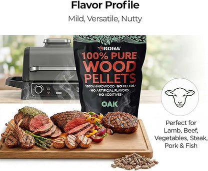 Kona 100% Oak Smoker Pellets, Intended for Ninja Woodfire Outdoor Grill, 8 lb Resealable Bags