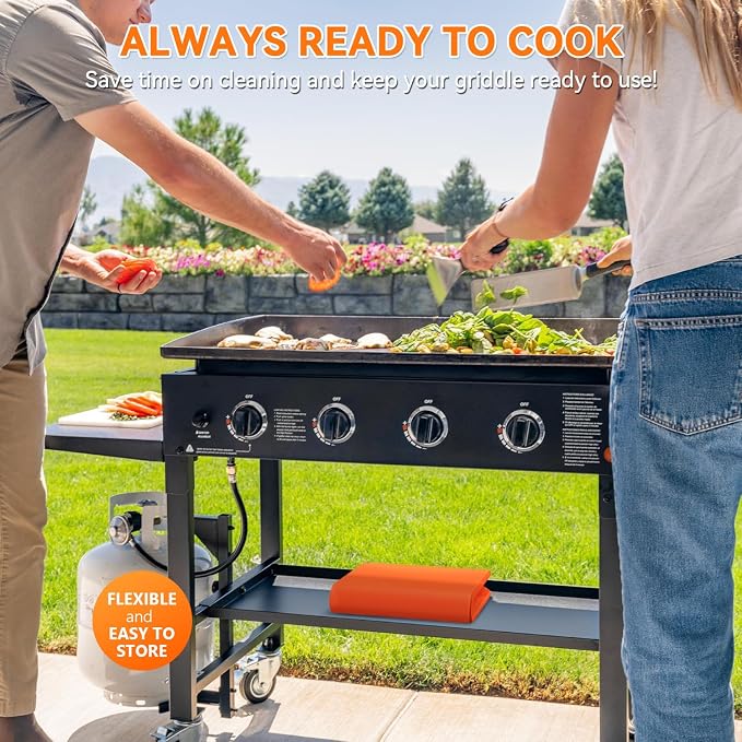 Silicone Griddle Mat Cover for Blackstone - 28 Inch Full-Edge Coverage Magnetic Silicone Grill Cover, Heavy Duty Food Grade Griddle Protective Mat, Keep Your Grill Clean and Rust-Free
