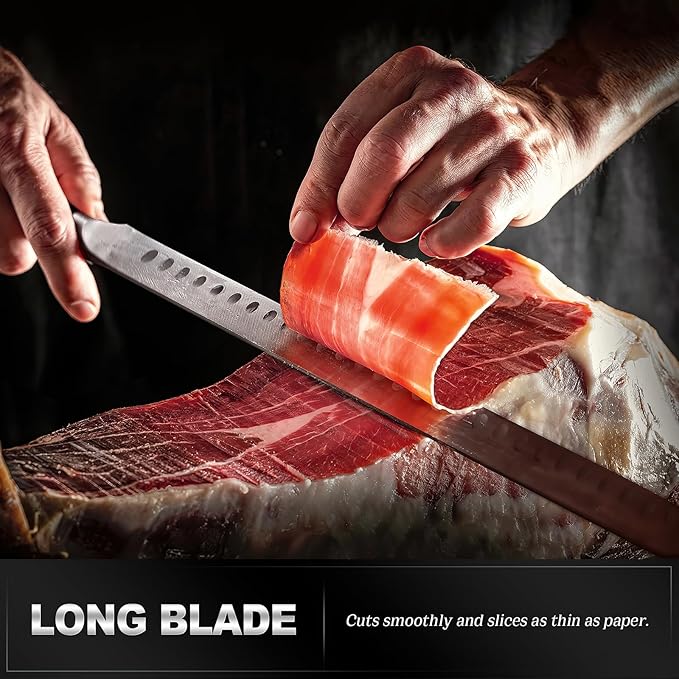 YFWOOD Slicing Carving Knife, 12 inch Brisket Knife for Meat Cutting, BBQ, Turkey – Razor Sharp High Carbon Stainless Steel Slicing Knives, Full Tang, Ergonomic Handle, Professional Chef's Knives