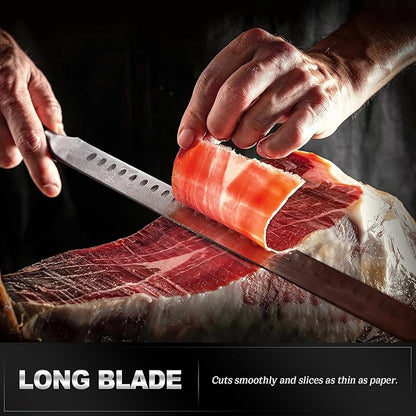 YFWOOD Slicing Carving Knife, 12 inch Brisket Knife for Meat Cutting, BBQ, Turkey – Razor Sharp High Carbon Stainless Steel Slicing Knives, Full Tang, Ergonomic Handle, Professional Chef's Knives