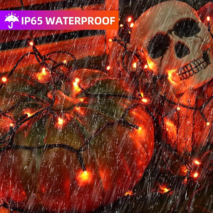 Orange Purple Halloween String Lights, Halloween Light | 105FT 300 LED Color Changing, End to End Plug Waterproof Halloweens Decoration Lights Outdoor Indoor for Bedroom Patio Decor