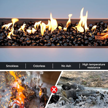 Onlyfire 10 lbs Fire Glass Diamonds 1 Inch, Reflective Fire Pit Glass Rocks for Propane & Natural Gas Fireplace, High Luster Multi-Faceted Stones, Onyx Black (Multicolor & Blends Available)