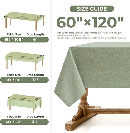 Decorelia Faux Linen Farmhouse Table Cloth 60"x120" for Rectangle Table, Denim Blue Waterproof Outdoor Washable Cloth Tablecloth for Rectangular Dining Room Kitchen Outdoor Party Restaurant Decor