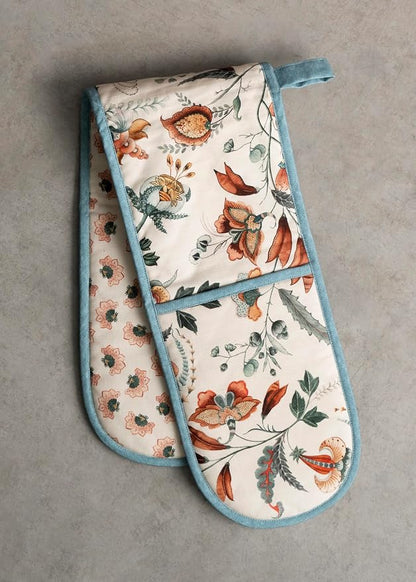 Maison d' Hermine Double Oven Mitts 100% Cotton Double Oven Glove (7"x35") | Heat Resistant BBQ Cooking Gloves with Loop Baking Kitchen Home Hotel Farmhouse Thanksgiving Christmas - Dalida