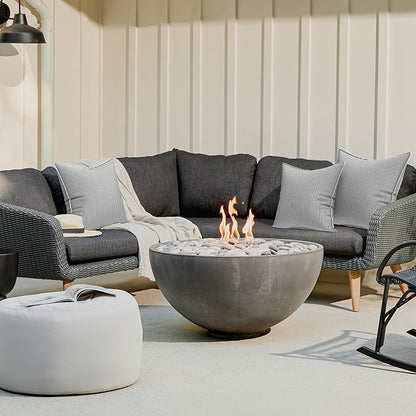 LVTXIII Outdoor/Indoor Throw Pillows, Decorative Patio Accent Pillows, Fluffy Water Repellent Garden Cushions for Home Patio Coach Sofa Use, 16×16 Inch, Pack of 2, Strip Grey