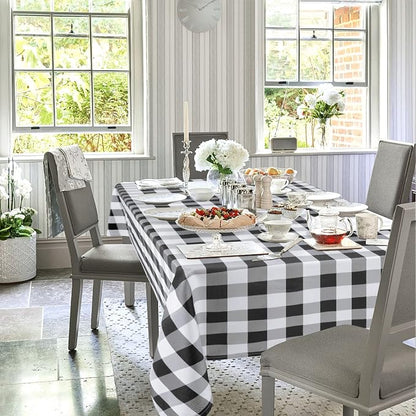 Hiasan Checkered Square Tablecloth - Stain Resistant, Waterproof and Wrinkle Resistant Washable Table Cloth for Dining Room, 30 x 30 Inch, Black and White Gingham Pattern