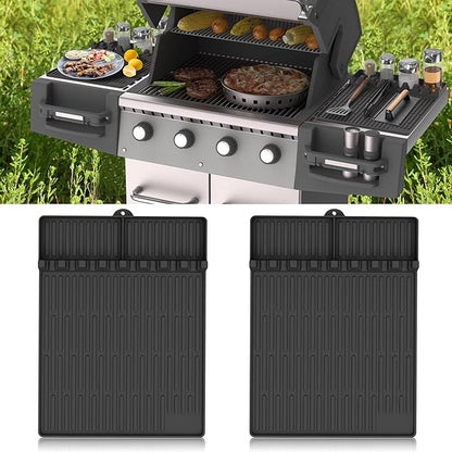 Silicone Grill Mat Compatible with Blackstone, BBQ Griddle Tools Mat with Drip Pad, Large Spatula Holder for Outdoor Kitchen Counter, Gifts for Men (Black)