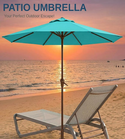 10FT Patio Umbrella, Outdoor Umbrella with Push Button Tilt and Crank, 8 Sturdy Ribs, UV Protection & Waterproof Market Umbrella for Pool, Backyard, Beach,Deck