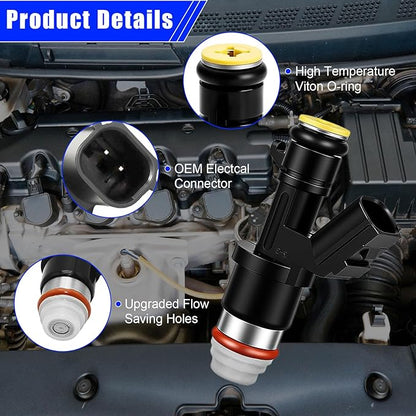 Set of 4 Fuel Injectors FJ1046 for Honda Accord 2008-2012 Civic 2013-2015 CR-V 2010-2011 2.4L L4 for Acura ILX TSX Replacement 16450-R40-Y01 800-2082N
