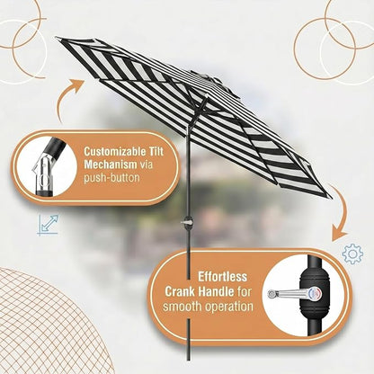 Greesum 9FT Outdoor Patio Umbrella, Table Umbrella for Yard, Market, Heavy-Duty Waterproof Pool Umbrella with 8 Sturdy Ribs, UV Protection for Beach, Deck, Garden, Backyard
