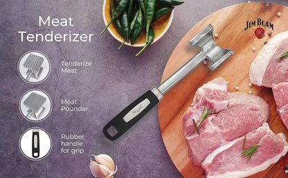 Jim Beam Heavy Duty Construction Meat Tenderizer with Soft Grip Handle, Medium.