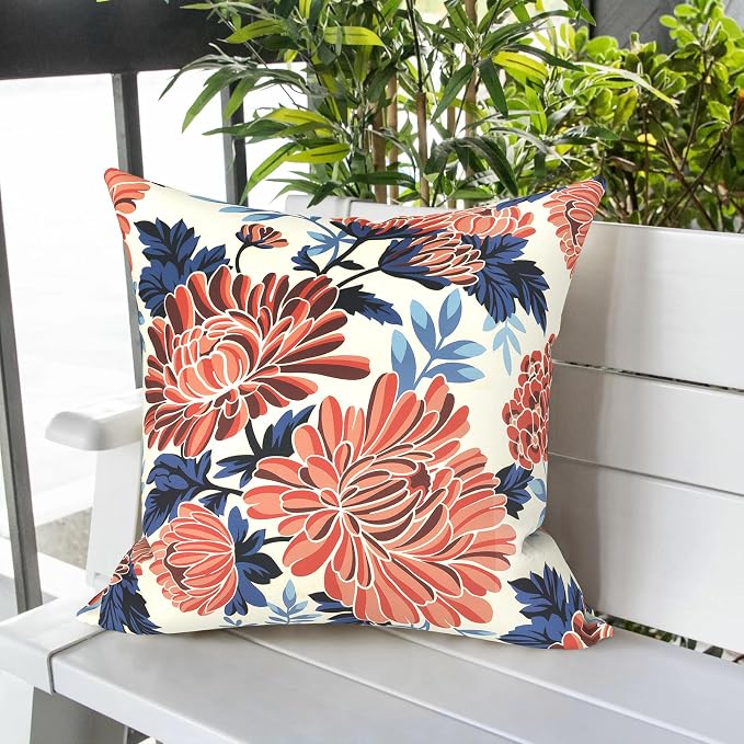LVTXIII Outdoor Pillow Covers 20x20 Inch, 2 Pack Large Square Throw Pillow Cases, Fade-Resistant Cushion Covers for Patio Furniture Sofa, Garden Porch, Vibrant Blossom