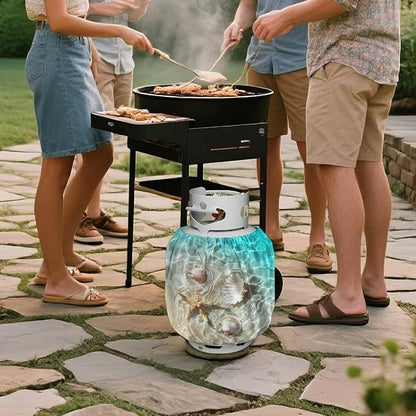 Propane Tank Covers 20lb Starfish Outdoor Heavy Duty Waterproof Windproof Gas Tank Cylinder Cover with Elastic Brand, Dress up Your Gas Grill, Fits Standard 20lb Cylinder