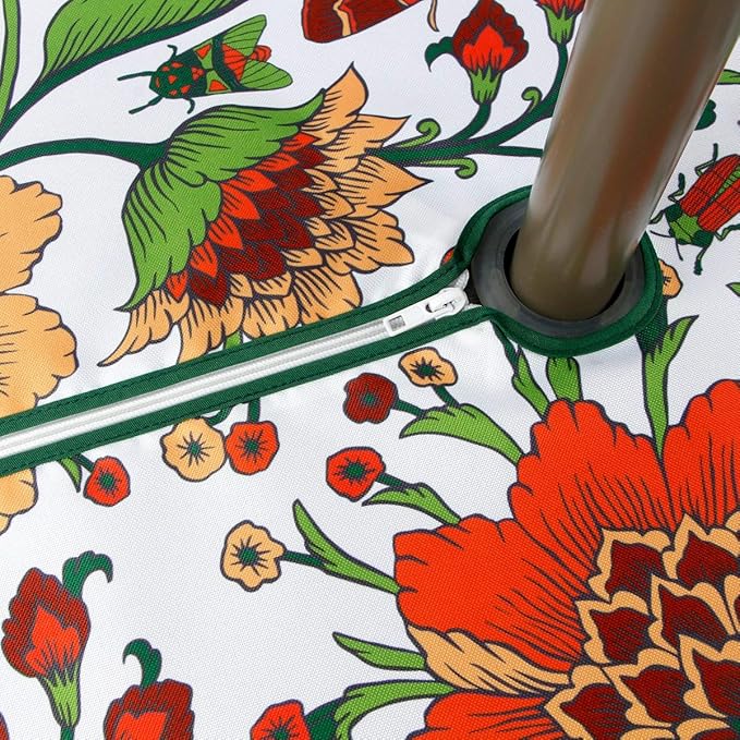 EHouseHome 70 inch Round Floral Tablecloth, Polyester, Waterproof, Zippered, Umbrella Hole, Perfect for BBQs, Parties, Gatherings