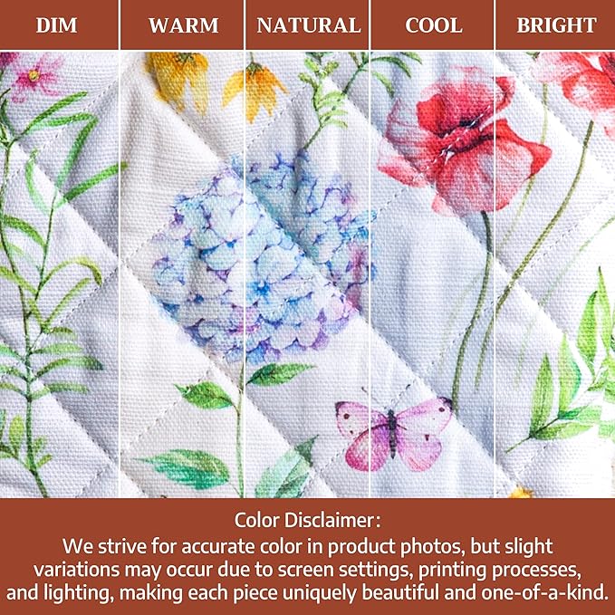 Maison d'Hermine Oven Gloves 100% Cotton Oven Mitt 7" x 13" with Loop Heat Resistant BBQ Cooking Gloves Baking Grilling Kitchen Hotel Home Farmhouse Spring Summer (Pack of 1, Just Floral)
