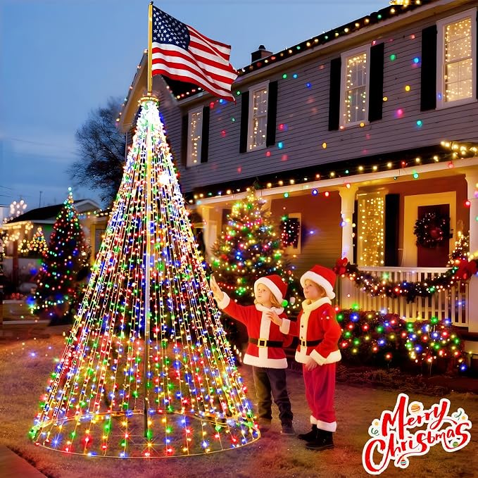 KNONEW 600ft 1500 LED Outdoor Christmas String Lights 8 Modes & Timer Fairy Light Plug in Waterproof Hanging Lighting for Xmas Yard Tree Wedding Party Holiday Decorations(Multicolor)