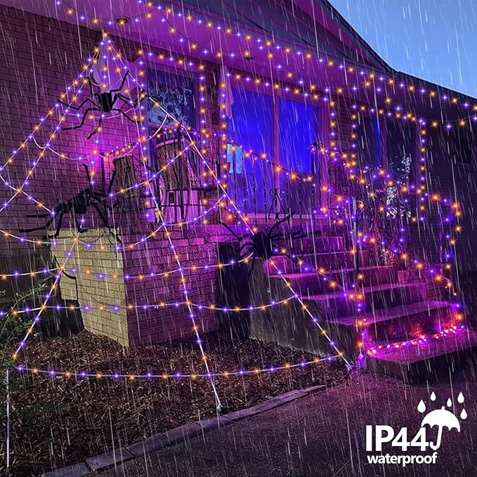 YEGUO 165ft 500 LED String Lights Outdoor Waterproof, Orange and Purple Christmas Lights Indoor, Green Wire Christmas Tree Lights Plug in with Timer Memory 8 Modes