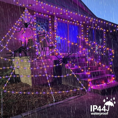 YEGUO 66ft 200 LED Orange and Purple String Lights Outdoor Waterproof, Green Wire Christmas String Lights Indoor, 8 Modes Twinkle Tree Lights Plug in with Timer Memory