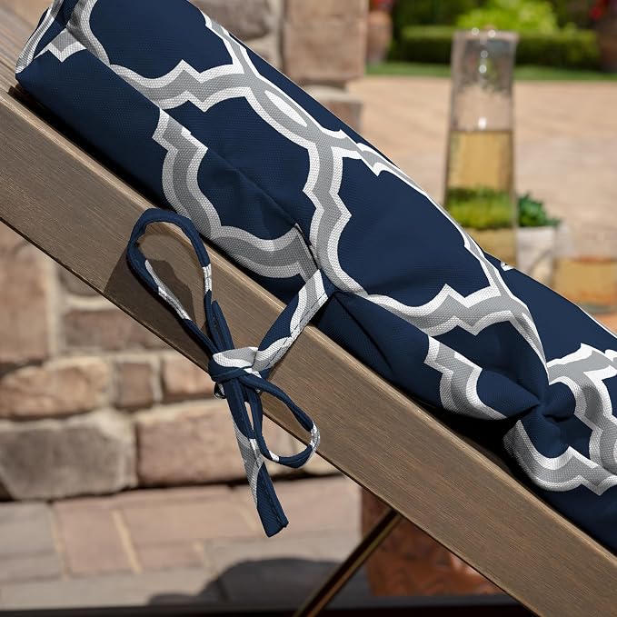 Arden earthFIBER Outdoor Chaise Cushion, 21 x 72, Rain-Proof, Fade Resistant, Cushion for Chaise Lounger Sapphire Blue Garden Trellis | Lounge Cushion, Rain-Proof, Fade Resistant, Cushion for Chaise Lounger, Mold and Mildew Resistant
