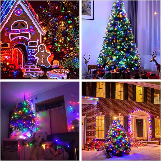 JMEXSUSS 500 LED Multicolor Christmas Tree Lights Plug in | 8 Modes, Indoor Outdoor Use, Waterproof, Green Wire, Twinkle Christmas String Lights for Tree Yard Garden Xmas Decoration