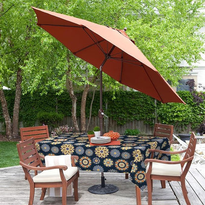 LVTXIII Rectangle Outdoor Tablecloth with Umbrella Hole and Zipper, Water-Repellent 60 x 84 Inch Patio Table Cover for Picnic, Garden, Backyard Dining, Bloom Cobalt