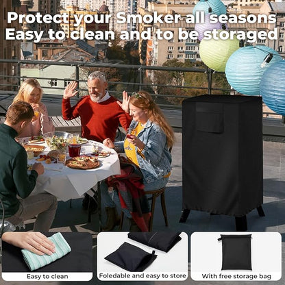 40-inch Vertical Smoker Cover, Compatible with Most of Vertical Smoker (29"Lx29"Wx52"H), Heavy-duty and Weather-resistant Oxford Fabric with Adjustable Drawstring
