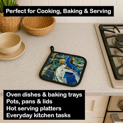 Caroline's Treasures JMK1245PTHD Sailboats Pair of Pot Holders Kitchen Heat Resistant Pot Holders Sets Oven Hot Pads for Cooking Baking BBQ, 7 1/2 x 7 1/2