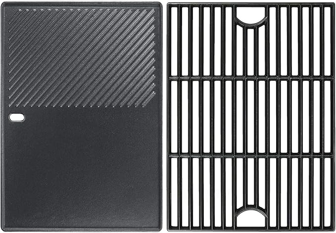 Hisencn Cooking Grate and Griddle Replacement Parts for Nexgrill 720-0830H, 720-0783E, 720-0888N, 720-0888, 720-0697, Fit for Charbroil 463241113, 463449914, Kenmore 720-0670A, 41516106210, 2 Pack