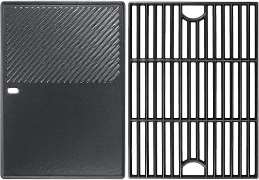 Hisencn Cooking Grate and Griddle Replacement Parts for Nexgrill 720-0830H, 720-0783E, 720-0888N, 720-0888, 720-0697, Fit for Charbroil 463241113, 463449914, Kenmore 720-0670A, 41516106210, 2 Pack