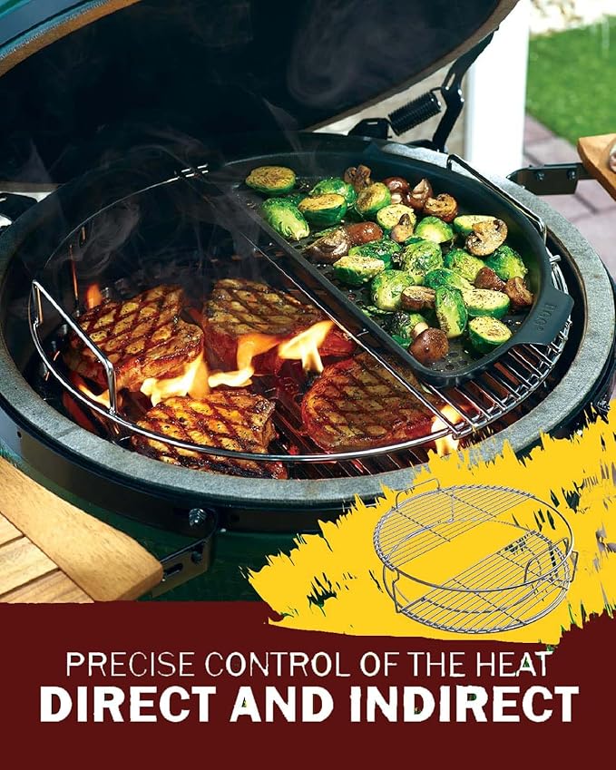 for Big Green Egg-XL 5-Piece Upgraded Replacement Kit for Large Eggspander, Including Multi-Function Grill Rack,Conveggtor Basket, Made of Stainless Steel, Expanded Cooking System