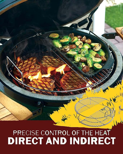 for Big Green Egg-XL 5-Piece Upgraded Replacement Kit for Large Eggspander, Including Multi-Function Grill Rack,Conveggtor Basket, Made of Stainless Steel, Expanded Cooking System