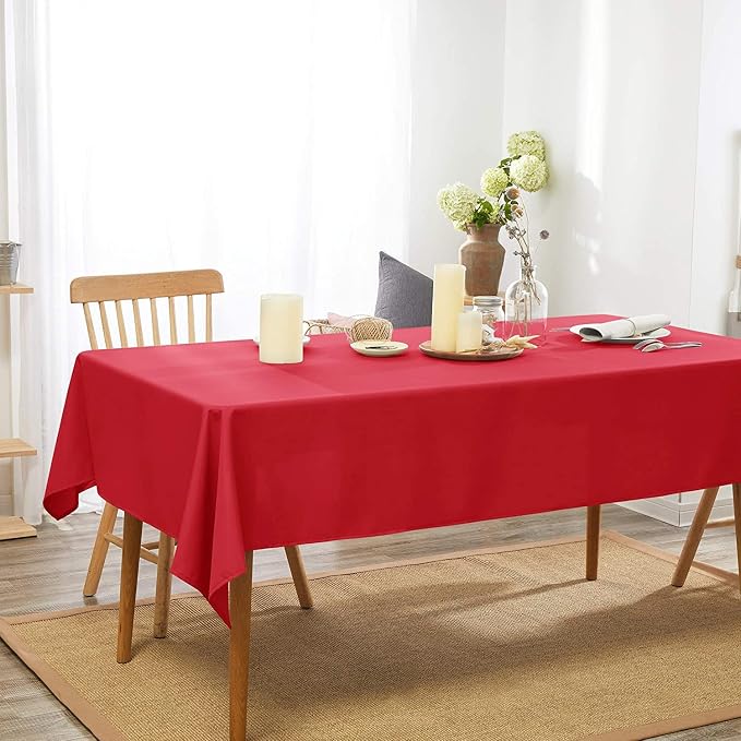 Red Square Tablecloth 54 x 54 Inch 210 GSM Stain&Water Wrinkle Resistant Washable Fabric Table Cloth for Dining Table Buffet Parties Outdoor Picnic Camping Kitchen