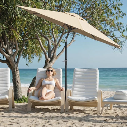 Sannwsg Patio Umbrellas, Pool Umbrella with 8 Sturdy Ribs, Outdoor Umbrella with Push Button Tilt/Crank, Deck Umbrellas, Market Umbrela Table for Backyard, Deck, Garden, Pool